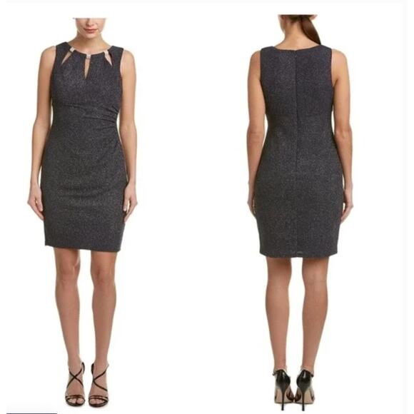 Eliza J Dresses & Skirts - Eliza J. Black Ruched Knit Cut-Out Sparkle Cocktail Party Dress - Size 6
